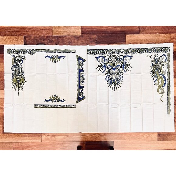 Indonesian Batik Fabric 41.5" x4 Yards cream color background dragon flora motif - Picture 1 of 14